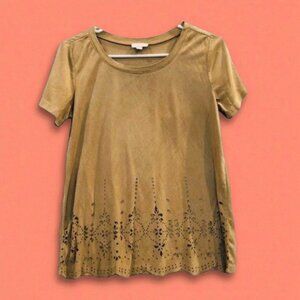 Faux Suede Ladies Cut Out Top - S